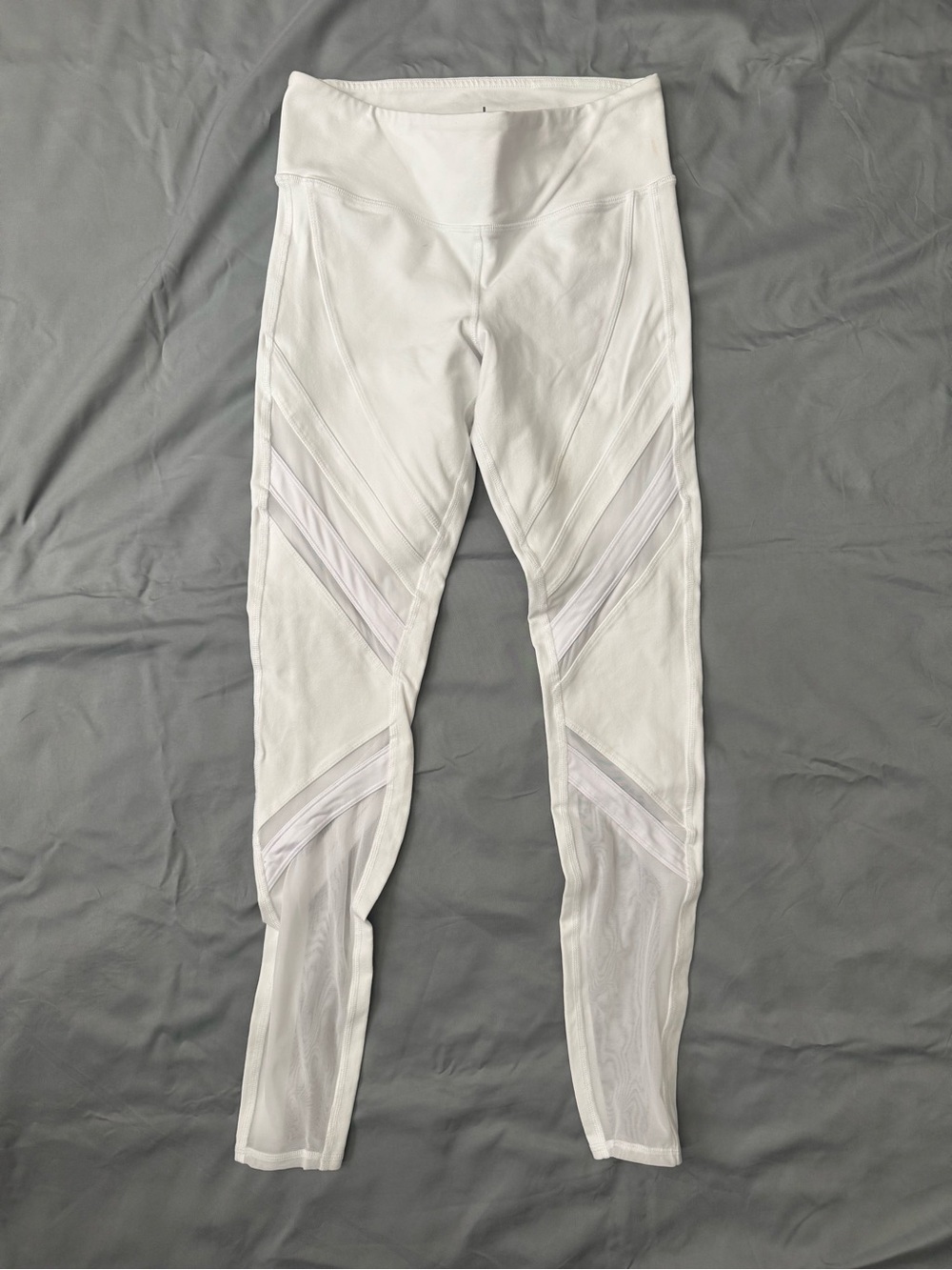 ALO Yoga White Mesh Panel High-Waist Leggings
